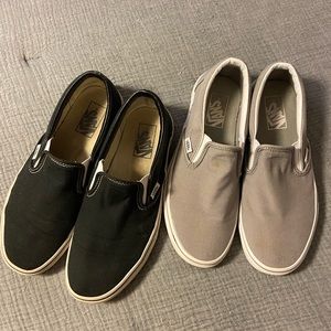 Lot of 2 pairs of VANS slip on tennis shoes - size women 9/ men 7.5